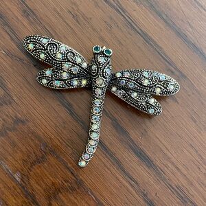 Elegant Dragonfly Brooch with Rhinestones